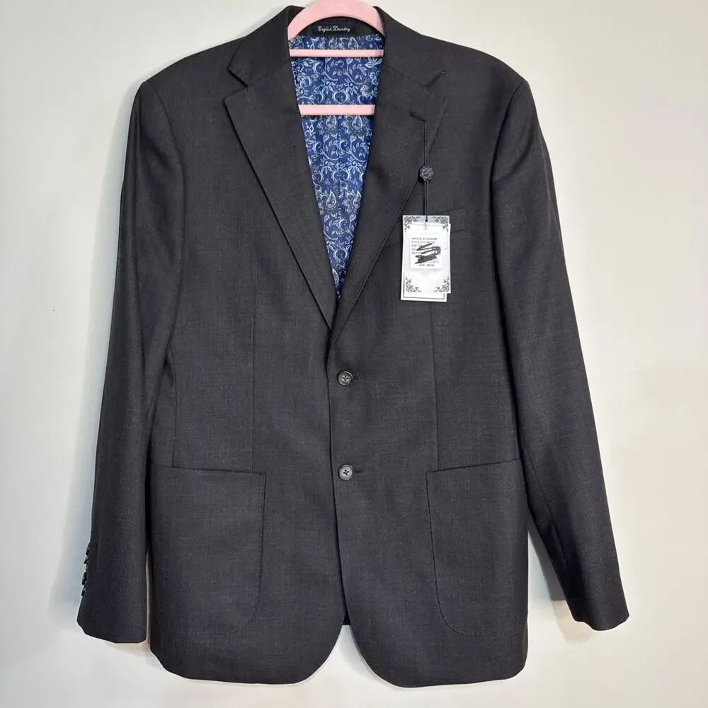 NWT English Laundry Blazer Jacket Black Wool‎ Men 40R 33W #45